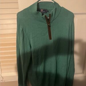 Vineyard Vines Men's Green Zip-Up Sweater